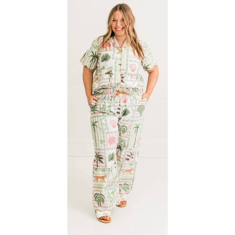 NEW HEART OF GRACE henley pajama pant set in palm postal